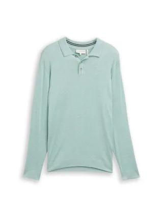 Tom Tailor - Strickpullover mit Polokragen soft greyish green melange - Gr. - XL
