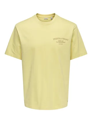 ONLY&SONS - ONSFRED LIFE RLX SS PRINT TEE VD Sunlight - Gr. - XXL