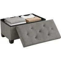 Refined Living Sitzhocker Sitzbank mit Stauraum Schuhbank Spielzeugtruhe Fußhocker Ottomane (Sitzhocker Klappbare Aufbewahrungs-Ottomane Bank Aufbewahrungsbox, Organizer Sitztruhe Fußbank mit Deckel Aus MDF-Platte und Leinenstoff), für Flur, Wohnzimm
