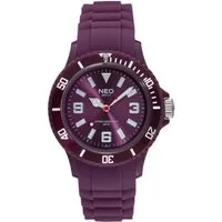 Neo Watch Quarzuhr Damenuhr Herrenuhr unisex violett lila NICE-1 Armbanduhr Modell N1-009, Mineralglas, Damen Herren Uhr, violettes Gehäuse, lila Armband