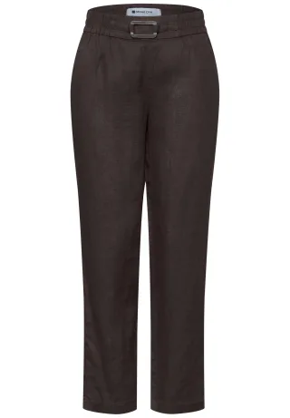Street One - Slim Leg Hose aus Leinen mit Schnalle espresso brown - Gr. - 28