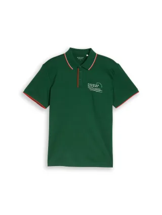 Tom Tailor - Jersey Poloshirt mit Print garden green - Gr. - M