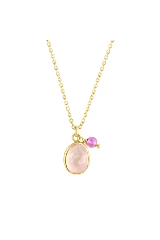 Jamelli Halskette Silber 925 vergoldet mit Amethyst und Rosenquarz