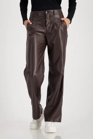 monari - Lederoptik-Wide-Leg-Hose brownie - Gr. - 36