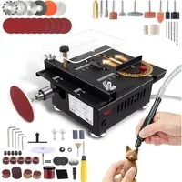 VIVIHEYDAY Tischkreissäge Mini Tischkreissäge mit 4 Klingen, 7-Gang-Netzteil Einstellbarer, Präzisions Table Saw, 100W Tischkreissägen Tragbare 0,1-16mm, Sägeblatt Höhenverstellbarer und Sicherheitsklappe für Holzbearbeitung