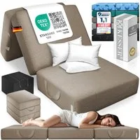 Klappmatratze 15cm hoch Gästematratze 3-fach faltbar zum Sitzhocker, KESSER, (bis zu 30 °C waschbarer abnehmbarer Bezug, Schaumstoff 25kg/m), Faltmatratze Inkl. Wasserabweisende Tragetasche