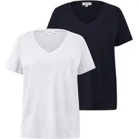 s.Oliver T-Shirt Basic (2-tlg) V-Ausschnitt, kurze Ärmel, 2er Pack