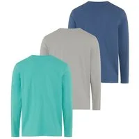 Man's World Langarmshirt neue Farbe ! (3er-Pack) Langarm, unifarben, aus Baumwolle, im 3er-Pack