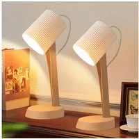 Nettlife Nachttischlampe 2er Set Tischlampe schlafzimmer mit Kabel Kleine E14 Moderne, LED wechselbar, Landhausstil Tischlampen für Esstisch Schlafzimmer Wohnzimmer