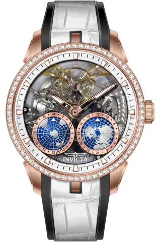 Invicta Objet D Art 70190 Herrenuhr - Mechanisches Uhrwerk - Edelstahl mit silbernem Zifferblatt - 45 mm