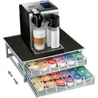 JEOBEST Kapselspender Kapselhalter Schublade für 72x Vertuo Nespresso Kaffeekapselbox, Aufbewahrung mit 2x Schublade, Tolle Geschenkoption