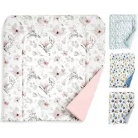 BABEES Wickelauflage 75x75 cm Baby Wickelunterlage Wickeltischauflage 100% Baumwolle Velvet, weiche Unterlage zum Windeln Wechseln Wickelaufsatz Wickelmatte Blumen