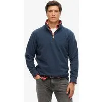 Superdry Sweatshirt ESSENTIAL LOGO HENLEY aus Baumwolle und Polyester, Loose Fit, angeraute Sweatware