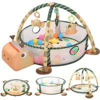 Insma Spielbogen 3-in-1 Baby Spielmatte Spielbogen Baby Gym Krabbeldecke faltbar, 4 Lernspielzeug und 30 Ozeanbälle