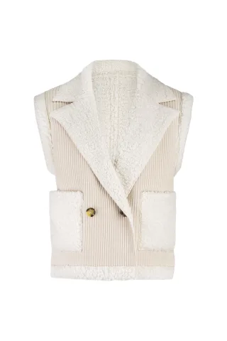 Studio Anneloes - Nikita teddy 2way gilet off white - Gr. - M