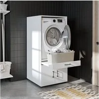 Roomart Waschmaschinenunterschrank Roomart Waschmaschinenschrank 67 cm – Ausziehbrett, Schublade, Lüftung (Set) Waschmaschine auf Arbeitshöhe, Lüftungsschlitz, Ausziehbrett