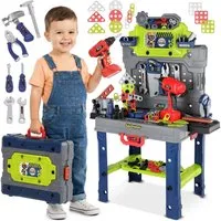 kinderplay Lernspielzeug Kinder Werkbank mit Bohrmaschine – Lernspielzeug – 2in1 Set