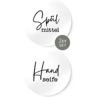 NORDEULE Aufkleber Handseife Spülmittel, rundes Etikett ⌀ 6 cm, (2tlg), Wasserfeste UV-beständige Sticker zur Beschriftung von Seifenspendern