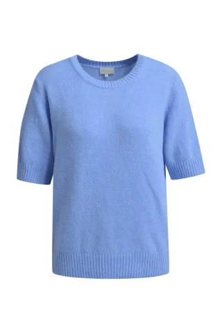 Milano Italy - Fitted 1/2 sleeve Pullover with round neck cornflower blue - Gr. - XS