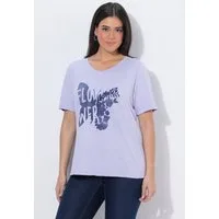 Ulla Popken T-Shirt T-Shirt Schmetterling Classic V-Ausschnitt Halbarm