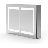 duschspa Badezimmerspiegelschrank LED Spiegelschrank 80×60 cm Touch Wandschalter, Aluminium Rasiersteckdose