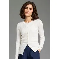 Laura Scott Strickjacke im Frühlings-Look mit Zopfstrickmuster und zarter Knopfleiste