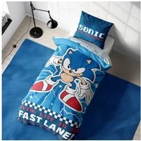 MTOnlinehandel Kinderbettwäsche Sonic the Hedgehog, Geschenk für Gamer, Mikrofaser, 2 teilig, Wendebettwäsche in 135x200 + 80x80 cm, Gaming