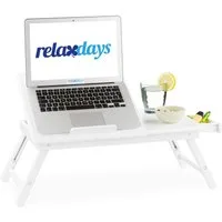 relaxdays Laptop Tablett Bambus Laptoptisch weiß, Bambus