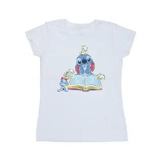 Disney - "Lilo & Stitch Reading A Book" T-Shirt für Damen (Weiß)