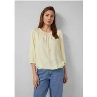 s.Oliver Kurzarmbluse Bluse Strukturierte Viskose-Bluse mit Raff-Details