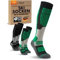 sockenkauf24 Skisocken Merino Herren 2 Paar Ski Kniestrümpfe Merinowolle (4-Paar) atmungsaktive Skisocken mit verstärkten Belastungszonen