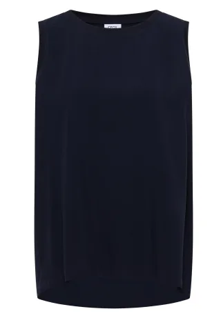 CECIL - Blusentop mit Rundhals und Rippdetails urban dark blue - Gr. - S