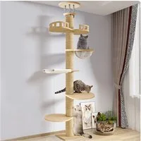 Rutaqian Kratzbaum Katzenhöhle, Kratzbaum Deckenhoch XXL für Große Katzen, Höhe 315 cm, Höhenverstellbar Katzenklettergerüst für große katzen, Kippschutz
