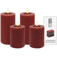 LC Home LED-Kerze Candela Lights LED Kerzen 4er Set Winter glatt Echtwachs (4-tlg)