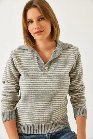Polo-Kragen Strickpullover