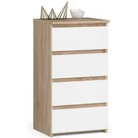 Milord FURNITURE Kommode mit 4 Schubladen 40 cm breit Holz Schrank B40xH74xT35 cm (Highboard Anrichte Schlafzimmer Wohnzimmer Flur Büro Organizer)