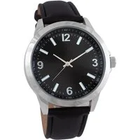 Miraval Quarzuhr Armbanduhr Schwarz mit Lederarmband, Edelstahlgehäuse & Quarzuhrwerk