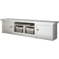 Lomadox Lowboard WINGST-61, Landhaus Fernseh im Dekor Pinie weiß Nb. B/H/T ca. 194x51x45cm
