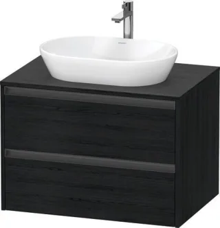 Duravit Ketho.2 Konsolenwaschtischunterbau wandhängend Eiche Schwarz Matt 800x550x568 mm - K24895016 K24895016160000