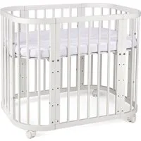 Waldin Babybett Babybett, Beistellbett aus Holz, 5in1 mit Matratze, Belüftet