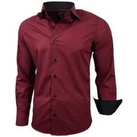 Baxboy Langarmhemd Kentkragen Businesshemd Slim Fit Hemd mit farblich abgesetzten B-444