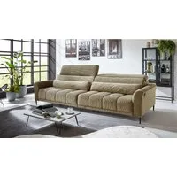 Massivart® Big-Sofa LOGAN Cord grün, beige, grau, rost 280 cm / 4-Sitzer, Nosagfederung · Sitztiefenverstellung · Kopfteilverstellung