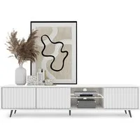 Selsey TV-Schrank BELLO mit schwarzen Füßen, Lamellenfronten und LED, 175 cm