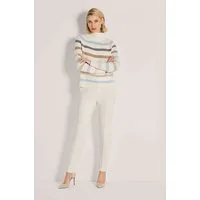 MADELEINE Strickpullover Wollpullover im Streifen-Look Kaschmirpullover mit Stehkragen und Langarm