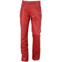 Fuente Leather Wears Lederhose Rote Lederhose für Herren, 501 Stil, Bikerjeans 5 Pocket Bootcut