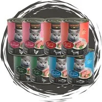 Leonardo Catfood Nassfutter Mix - Rind, Ente, Geflügel Pur, Leber, Kaninchen & Seefisch 8x800g, Nassfutter für: Katzen