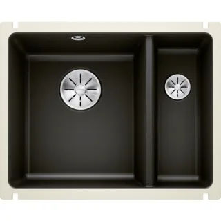 Blanco Subline 350/150-u Spüle 523747 56,7x45,6cm, PuraPlus schwarz, für Unterbau