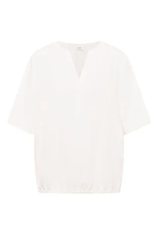 CECIL - Kurzarm Bluse mit Split Neck vanilla white - Gr. - XL