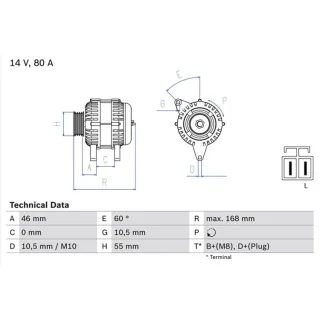 Bosch Lichtmaschine 80A Nissan Micra K12 0986084210
