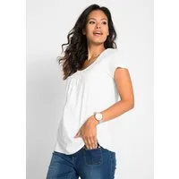 bonprix T-Shirt bequeme Passform, mit Spitzenapplikation in Häkel-Optik, aus Baumwolle
